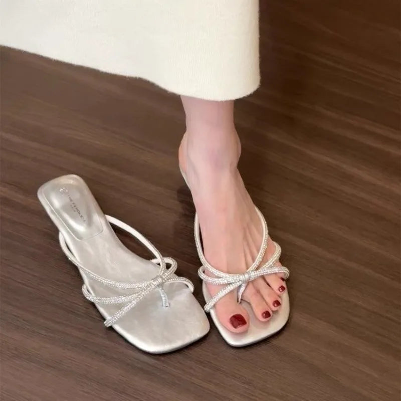 Xajzpa New Style Fashion Women's Leopard Narrow Band Women Sandals Fashion Wedges Heel Shoes Ladies Casual Dress Sandals Zapatos Mujer