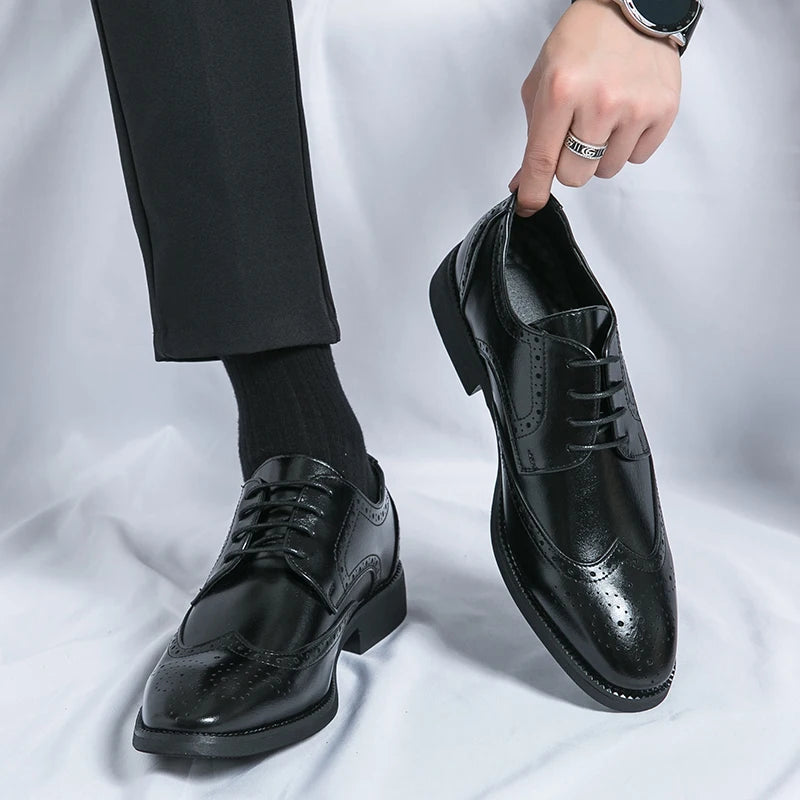 Xajzpa 2025 High Quality Handmade Oxford Dress Shoes Men Genuine Cow Leather Suit Shoes Footwear Wedding Formal Italian Shoes Hot