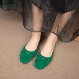 Xajzpa Flats Bow Sandals Summer New Fashion Women Mules Shoes Designer Suede Pointed Toe Slippers Dress Casual Slingback Zapatos Mujer