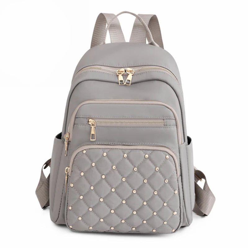Xajzpa Lingge Rivet Nylon Fabric Design Large Capacity Three Layer Women's Backpack Senior Designer Brand Fashion Youth School Bag
