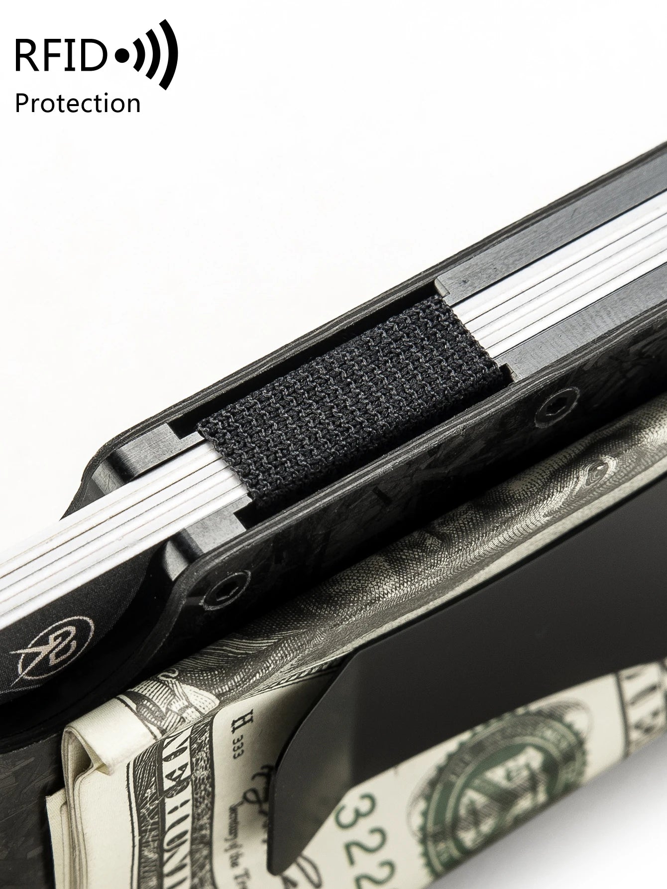 Xajzpa Carbon Fiber Forged Aluminum Credit Card Holder Wallet RFID Women's and Men's Intelligent Pop-up Wallet Black Metal Wallet