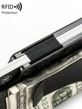 Xajzpa Carbon Fiber Forged Aluminum Credit Card Holder Wallet RFID Women's and Men's Intelligent Pop-up Wallet Black Metal Wallet