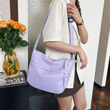 Xajzpa Korean Version Crossbody Shoulder Bag for Women's Commuting Small Cloth Bag Simple Nylon Shoulder Bag for Japanese Students
