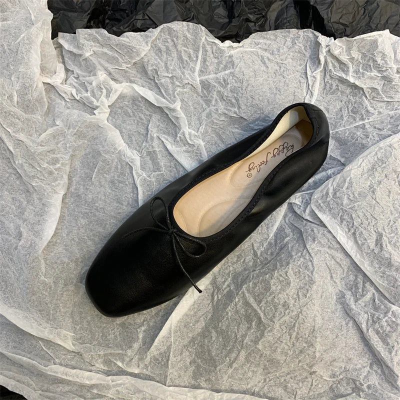 Xajzpa  Spring Flats Ballerina Shoes Women Fashion Brand Square Toe Flat Ballet Shoe Female Casual Slip On Loafers zapato