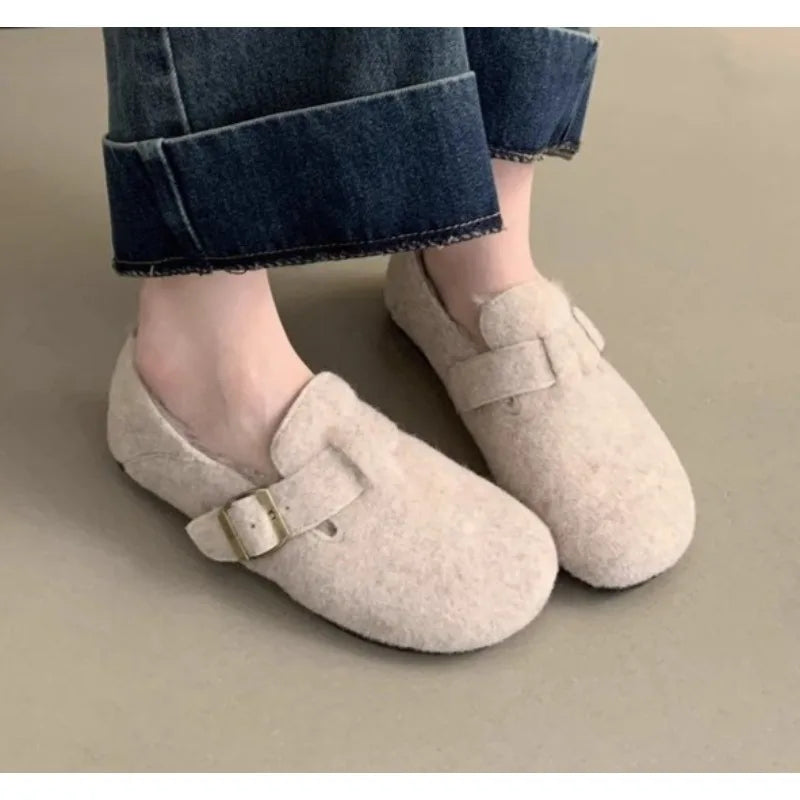 Xajzpa Winter Shoes Women Round Toe Slip-on Female Footwear Loafers Fur Casual Sneaker Autumn Modis Slip on Dress Moccasin New Fall