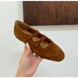 Xajzpa New Mary Janes Flats Shoes Ballet Casual Sneakers Women Sandals Loafers Trend Shallow Dress Suede Comfort Zapatos Mujer