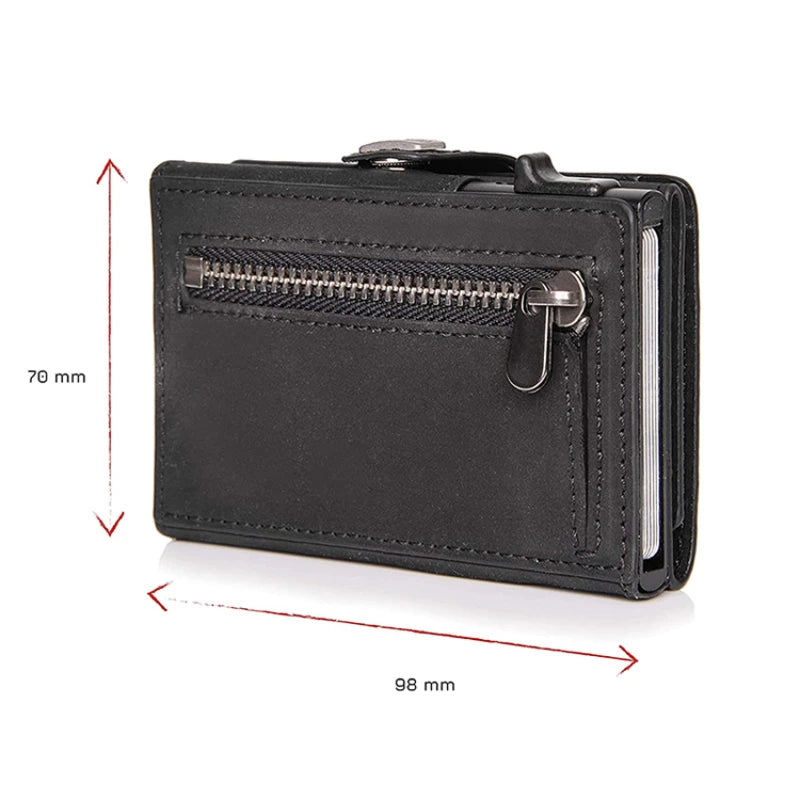 Xajzpa Pop-up Credit Card Case High-Quality Card ID Holders Leather Mini Wallet Men RFID Small Purse Brown Black Coffee Carbon Fiber