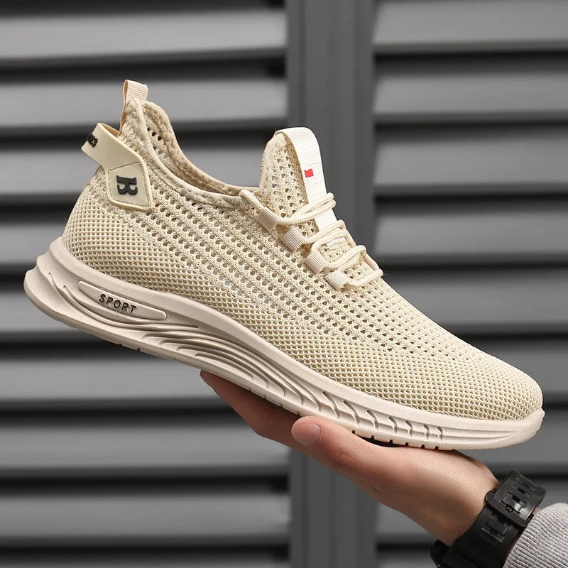 Xajzpa Men's Sneakers Classic Casual Shoes Breathable Mesh Running Sneakers Without Laces Lightweight Men Shoes 2025 Summer New