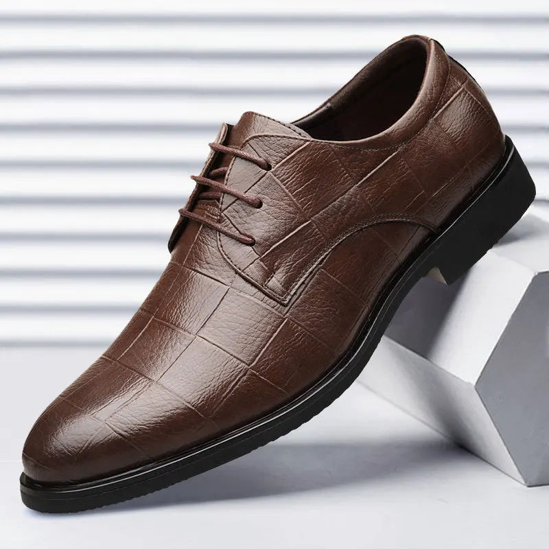 Xajzpa Classic Men's Leather Shoe Autumn Men Business Dress Shoe British Comfort Casual Social Shoe Male Allmatch Wedding Shoes