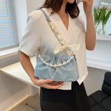 Xajzpa Fashion Pleated Crossbody Shoulder Bag Fashion Cloud PU Leather Small Handbags Purse Women Pearl Luxury Design Underarm Bags