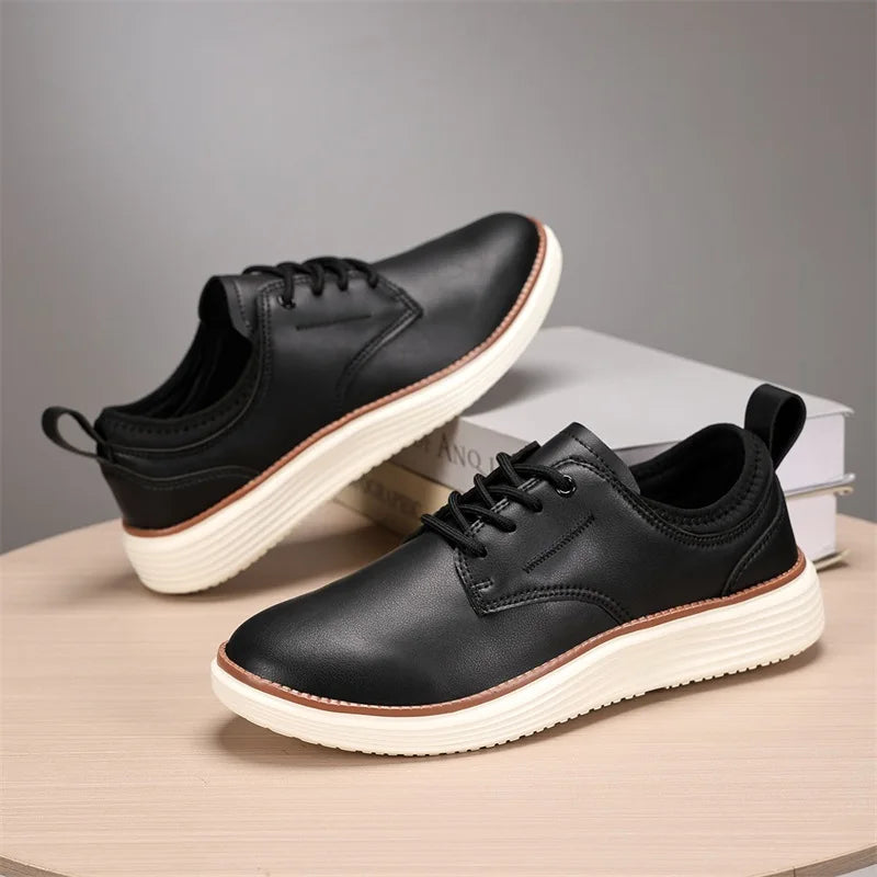 Xajzpa Men's Fashionable Casual Sports Shoes Comfortable and Breathable Brown Leather Men's Golf Shoes Fashionable Casual Formal Shoes