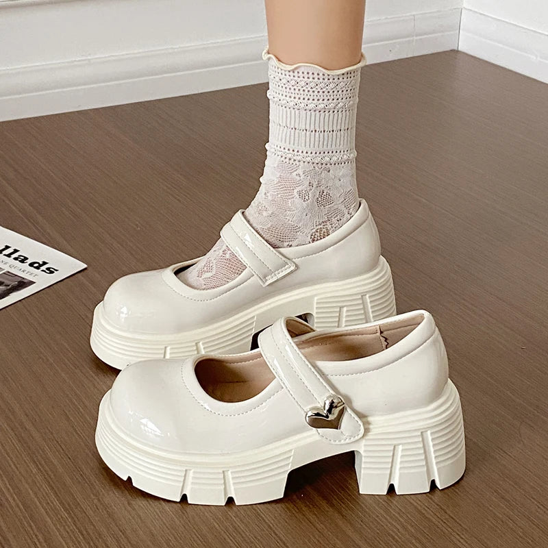 Xajzpa Summer Shoes Ladies Women's Heels Female Footwear Oxfords British Style Clogs Platform New On Heels Dress Leather Preppy Cr