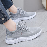 Xajzpa Autumn Women's Lace Up Flat Shoes Outdoor Fashion Black Lightweight Black Running Shoes Breathable Mesh Casual Sports Shoes