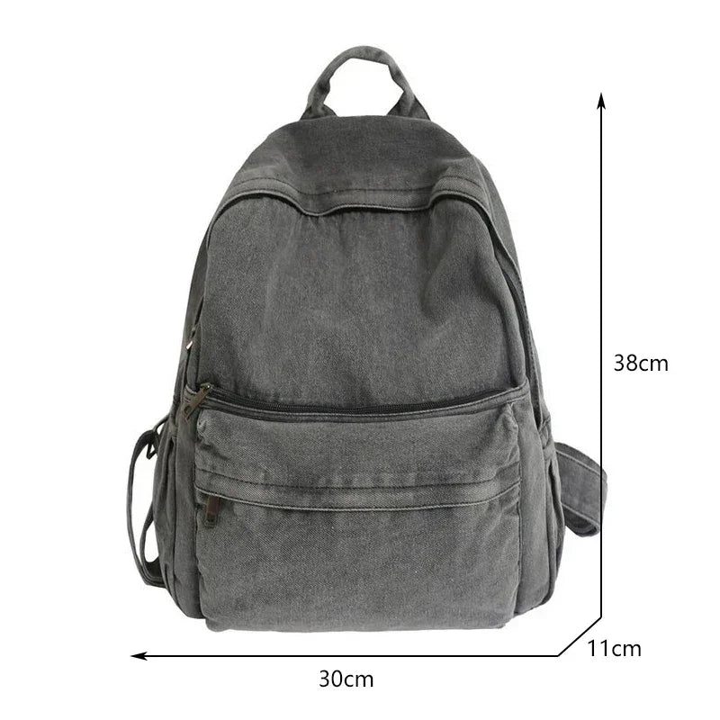 Xajzpa New Gray Denim Backpack Women's Leisure Travel Outing Shoulder Bag Female Fashion Schoolbags Suitable For Boys And Girls Mochila