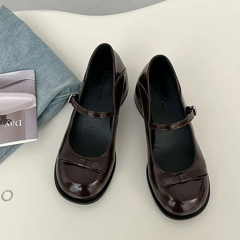 Xajzpa Spring Mary Jane Shoes Women's Elegant Low Heel Shoes Fashion Casual Buckle Single Shoes Ladies College Style Footwear