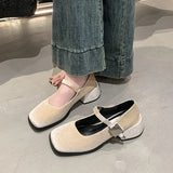 Xajzpa Spring Autumn Women's Luxury Mary Jane Shoes Square Toe Shallow Buckle Ladies Elegant Sole Ballte Shoes Casual Loafers Shoes