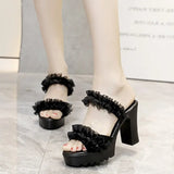 Xajzpa Shoes Square heel Slippers Casual Slides Platform Women Heels Block Luxury High Fashion Super Shoes Woman 2025 Slippers Heels Lu