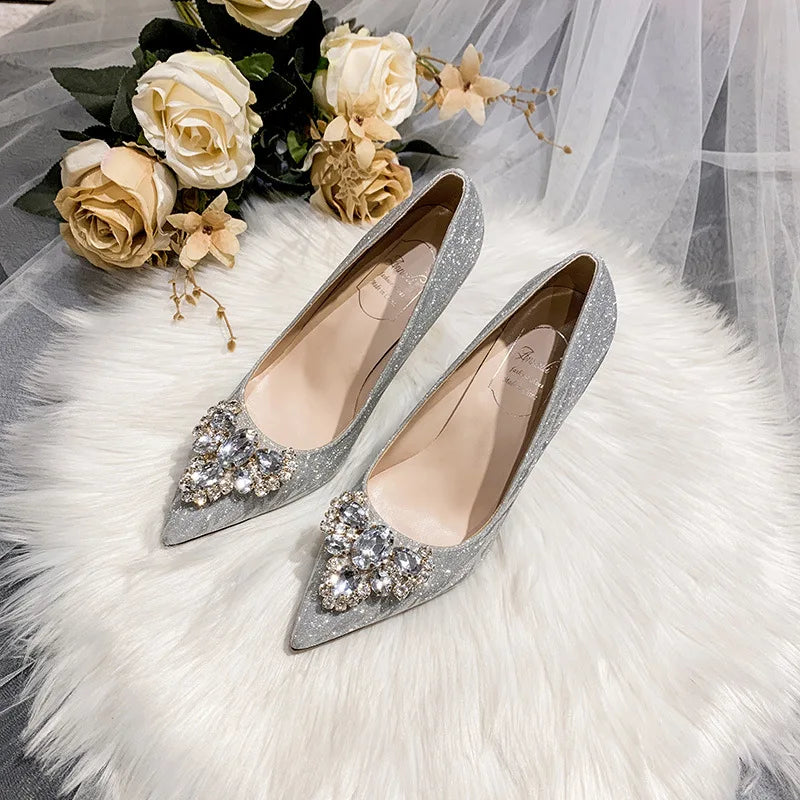 Xajzpa Shallow Mouth Fine Heeled Shoes Stiletto Beige Rubber High PU Slides Super Thin Beige High Heels Fine Heeled Shoes Shallow Mouth