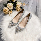 Xajzpa Shallow Mouth Fine Heeled Shoes Stiletto Beige Rubber High PU Slides Super Thin Beige High Heels Fine Heeled Shoes Shallow Mouth