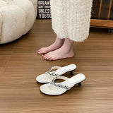 Xajzpa Slippers Women Summer Beach Shoes Rubber Flip Flops Glitter Slides Heeled Mules Sabot Hawaiian Jelly High Pumps Crystal Glitter