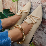 Xajzpa New Women Flats Shoe Knitted Slip Breathable Comfortable Solid Color Shoes Casual Pointed Toe Walking Loafers Sneakers