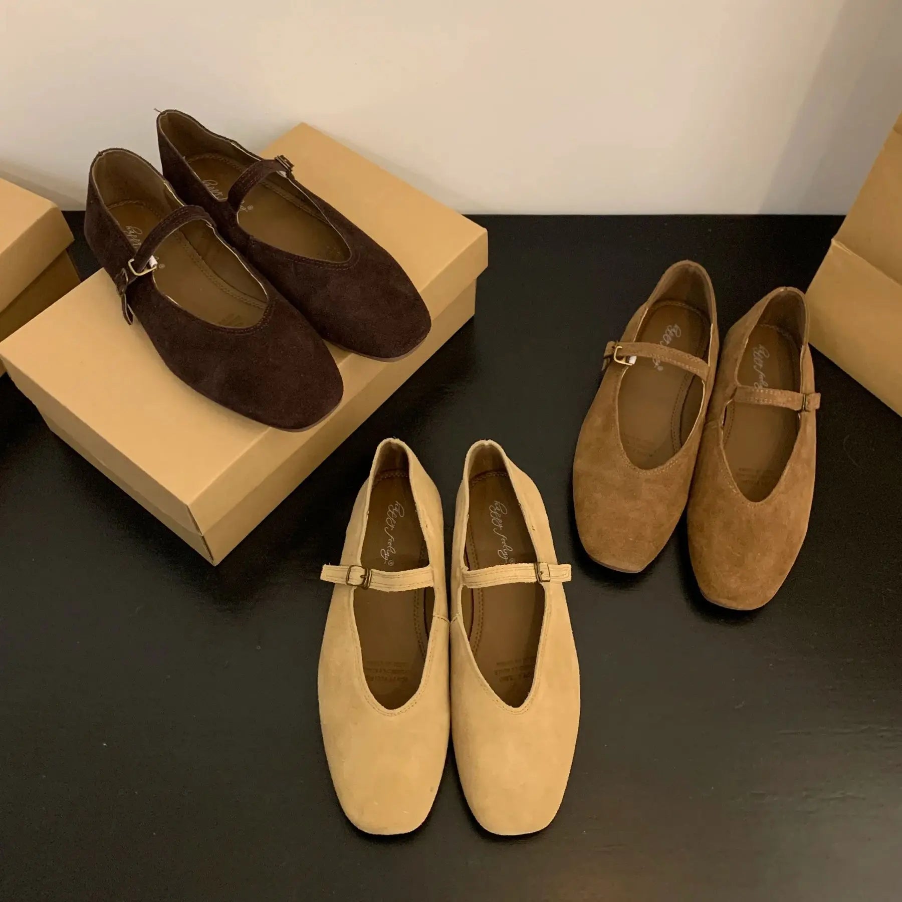 Xajzpa Brand New Women Flats Round Toe Shallow Slip On Ladies Casual Ballet Shoes Soft Real Leather Eelgant Dress Shoes Size41