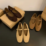 Xajzpa Brand New Women Flats Round Toe Shallow Slip On Ladies Casual Ballet Shoes Soft Real Leather Eelgant Dress Shoes Size41