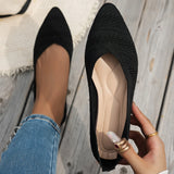 Xajzpa New Women's Pointed Toe Flat Shoes Solid Color Knitted Slip on Ladies Shoes Casual Breathable Ballet Women Flat Shoes Loafers