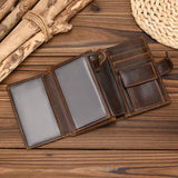 Xajzpa High Quality Genuine Leather Card Wallet Men Women RFID Genuine Leather Short Wallet Multi Cards Slots Button Man Purse