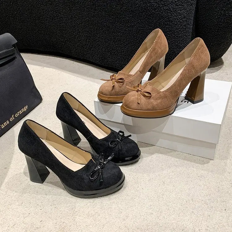 Xajzpa Peep Toe Nude Retro Women Shoes Slip On Branded Pumps Casual Heels Lace-Up Sandals Ladies Sweet Shallow Mouth Slip-On Fashi