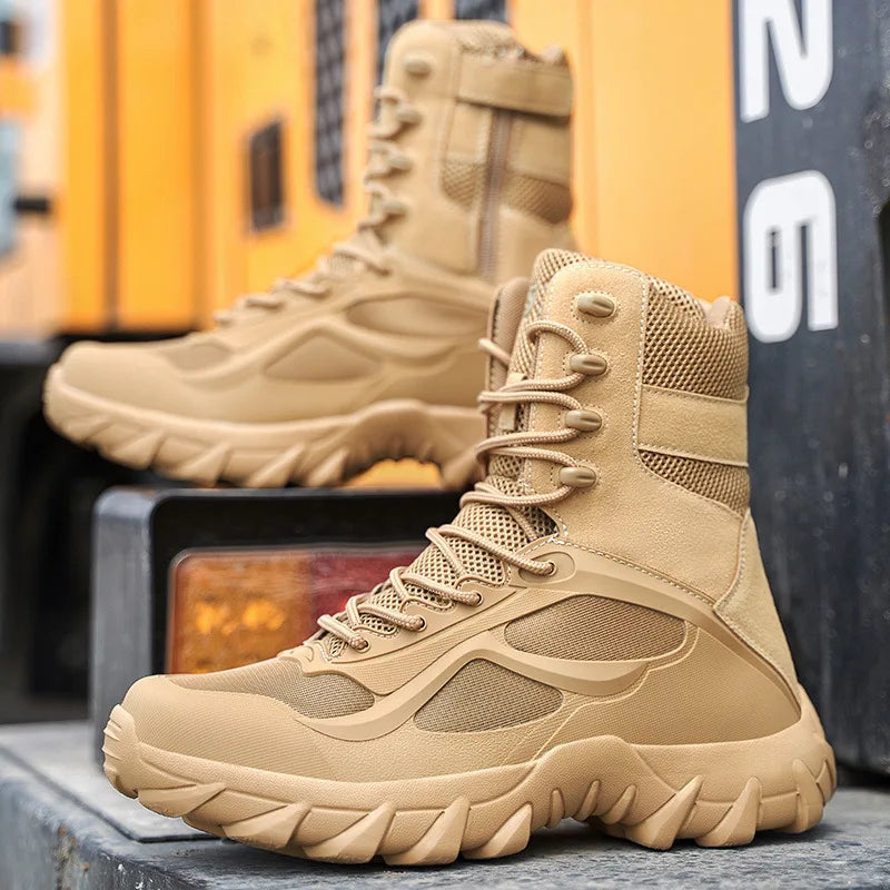 Xajzpa Men Tactical Boots Autumn Special Forces Field Man Boot Lightweight Outdoor Non-Slip Waterproof Shoes Zapatillas Hombre