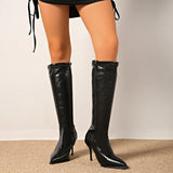 Xajzpa Winter New Fashion Knee-High Boots Women Pointed Toe Elegant Thin High Heel Casual Ladies Pumps Shoes Long Botas Mujer