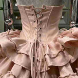 Xajzpa Fashion Solid Color Folds Dress Women's Strapless Fishbone Waist Retraction Dresses 2025 Summer New Tide