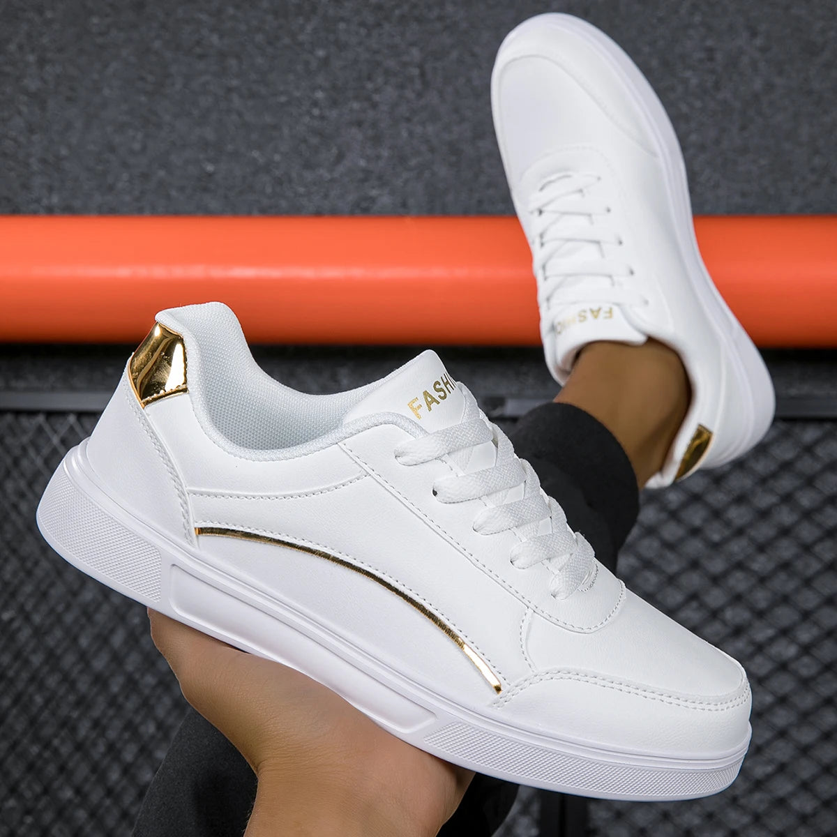 Xajzpa Women's White Shoes Spring Autumn Outdoor Flat Casual Sports Shoes Men New EVA Sole Lace Up Round Toe Fashionable Office Shoes