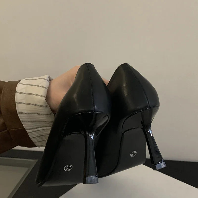 Xajzpa Spring Designer Splicing Pumps Women Sexy Pointed Toe Thin Low Heels Elegant Banquet Mule Shoes Zapatos Mujer