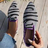 Xajzpa New Women Shoes Flat Knit Breathable Square Heel Fashionable Beautiful Princess Antiskid Rubber Sole Loafers Zapatos De Mujer