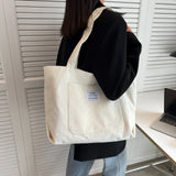 Xajzpa Large Capacity Corduroy Shoulder Bag New Fashion Simple Handbag Leisure Student Side Bags for Woman