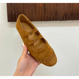 Xajzpa New Mary Janes Flats Shoes Ballet Casual Sneakers Women Sandals Loafers Trend Shallow Dress Suede Comfort Zapatos Mujer