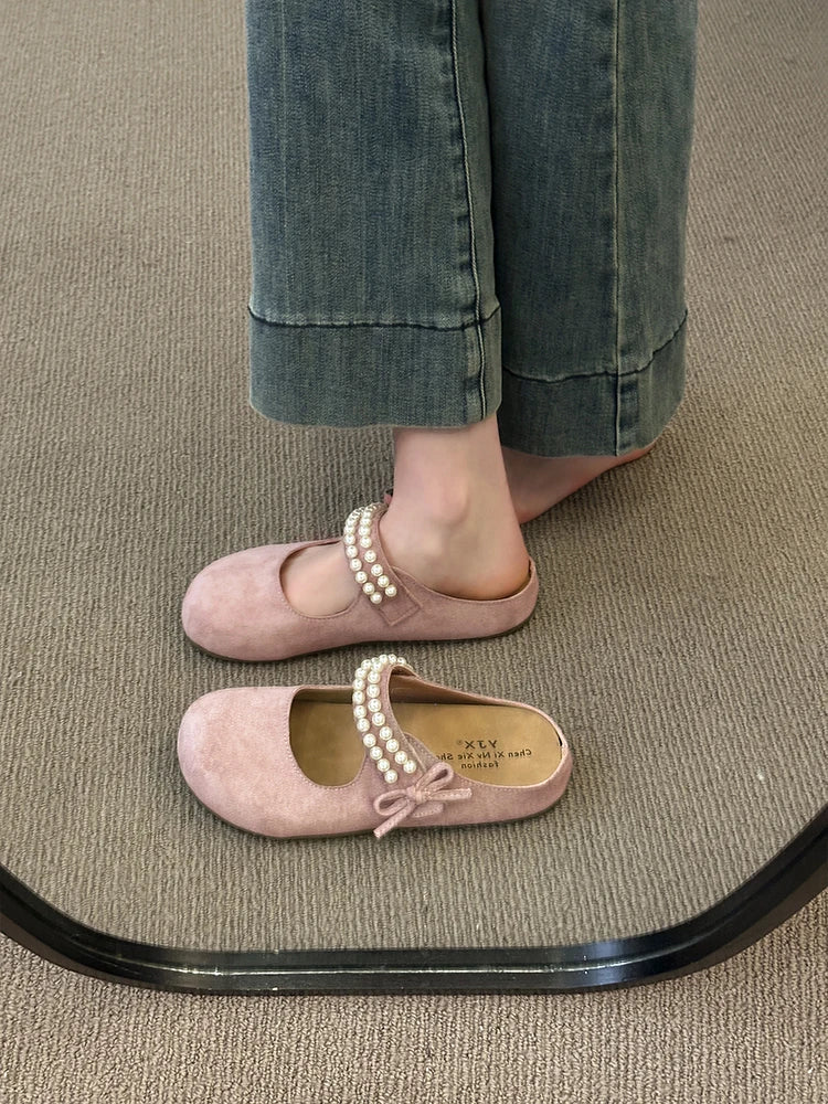 Xajzpa Flat Shoes Female Woman's Slippers Platform String Bead Slides Cover Toe 2025 Summer Soft  Shoes Women Cover Toe Slippers Flat P