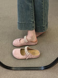 Xajzpa Flat Shoes Female Woman's Slippers Platform String Bead Slides Cover Toe 2025 Summer Soft  Shoes Women Cover Toe Slippers Flat P