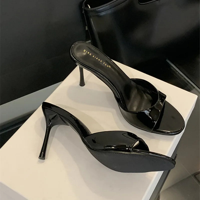 Xajzpa Brand Women Slippers High Heels Sandals Sexy Pointed Open Toe Party Wedding Summer Shoes Woman Soft Outdoor Slides
