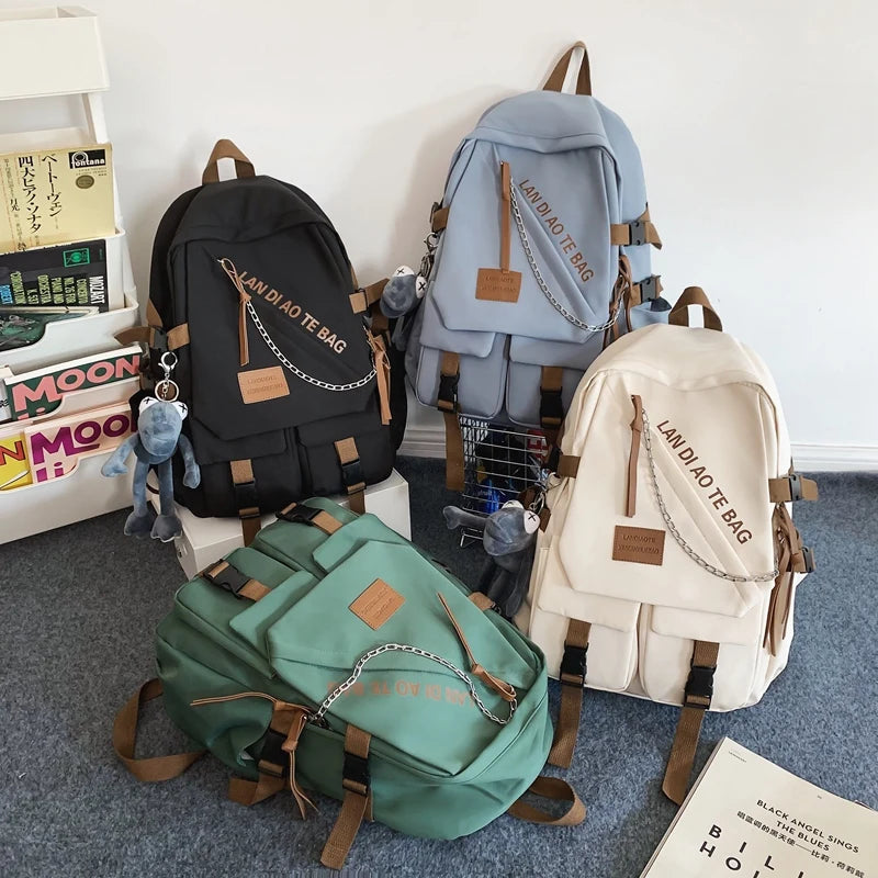 Xajzpa BACK TO SCHOOL Large Fashion Men Backpack Waterproof Nylon Rucksack for Teenager Schoolbag Kawaii Women Bag Cool Lovers Travel Shoulder Mochila