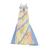 Xajzpa Fashion Printed Patchwork Dress Women's Camisole Stretch Lace Fishtail Dresses 2025 Summer New Tide