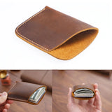 Xajzpa  Portable Leather Money Bag Hand-Stitched Vintage Cowhide Wallet Card Holder Pouch Organizer