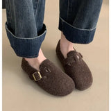 Xajzpa Winter Shoes Women Round Toe Slip-on Female Footwear Loafers Fur Casual Sneaker Autumn Modis Slip on Dress Moccasin New Fall