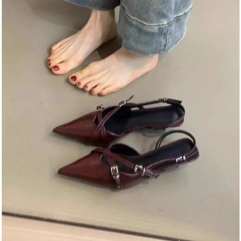 Xajzpa Elegant Party Dress Shoes for Women Sandals Women's Pointed Toe Heels Designer Stripper Shoe Talon Low Heels Pumps Zapatos