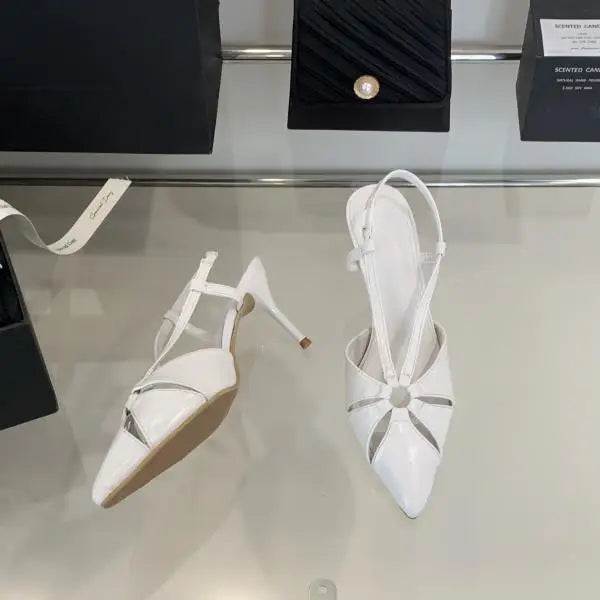 Xajzpa Sandals Ladies Shoes Summer Large Size Women's Heels Buckle All-Match Suit Female Beige New Fashion Big Pointed Girls Close