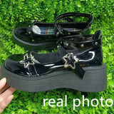 Xajzpa  Shoes Lolita shoes Women heels platform mary janes Star Buckle Strap Mary Janes Women Cross-tied Girls Rivet Casual kawaii shoes