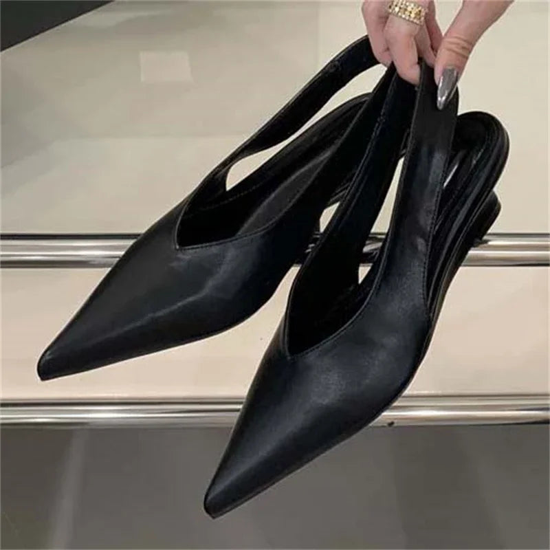 Xajzpa Street Style Pumps Women Pointed Toe Wedges Heels Elegant Slingbacks Party Slingback Mules Shoes Zapatos De Mujer