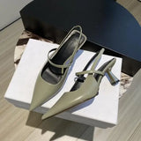 Xajzpa Beige Heeled Sandals Low-Heeled Shoes With Strap All-Match Slip-on Loafers Summer Women's Black Low-heeled Elastic Band High Com